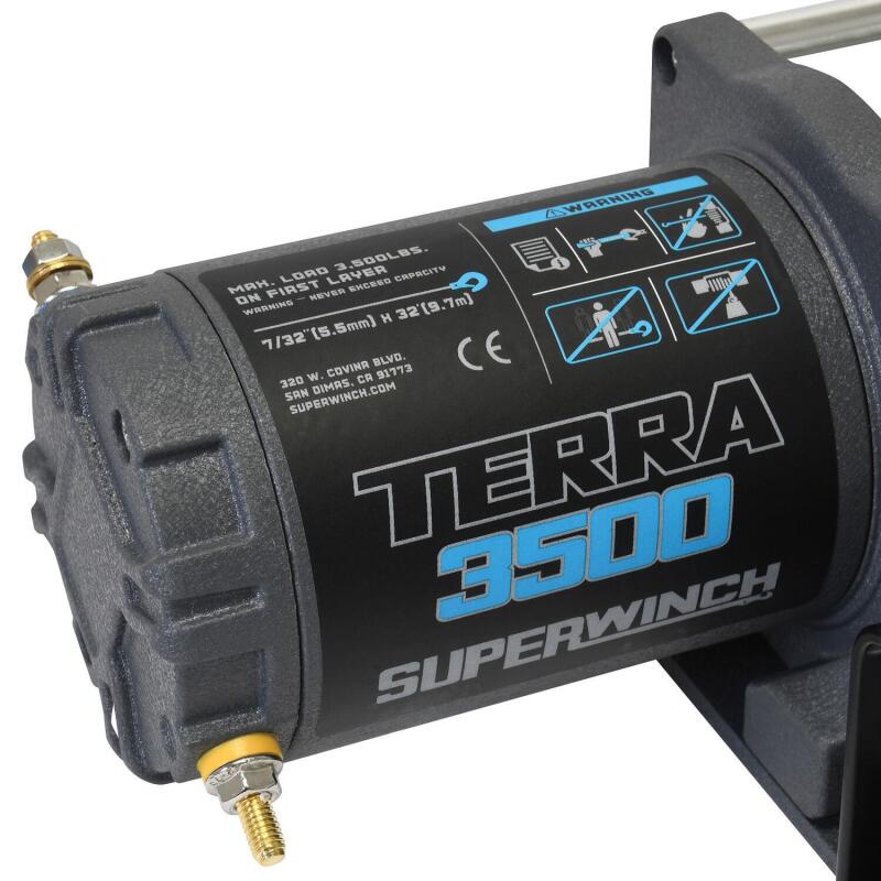 Superwinch 3500 LBS 12V DC 7/32 in x 32 ft Steel Rope Terra 3500 Winch - Gray Wrinkle 1135260 1135260 Photo - Close Up