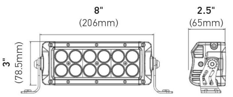 Hella ValueFit Northern Lights Light Bar 12 LED / 8" 357212201 Technical Drawing