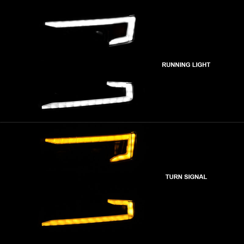 ANZO 19-22 Chevrolet Silverado 1500 LED Proj HL w/Lgt Bar SwBk Seq. Blk w/In. Light - Driver Side ON 111566-L 111566-L User 1