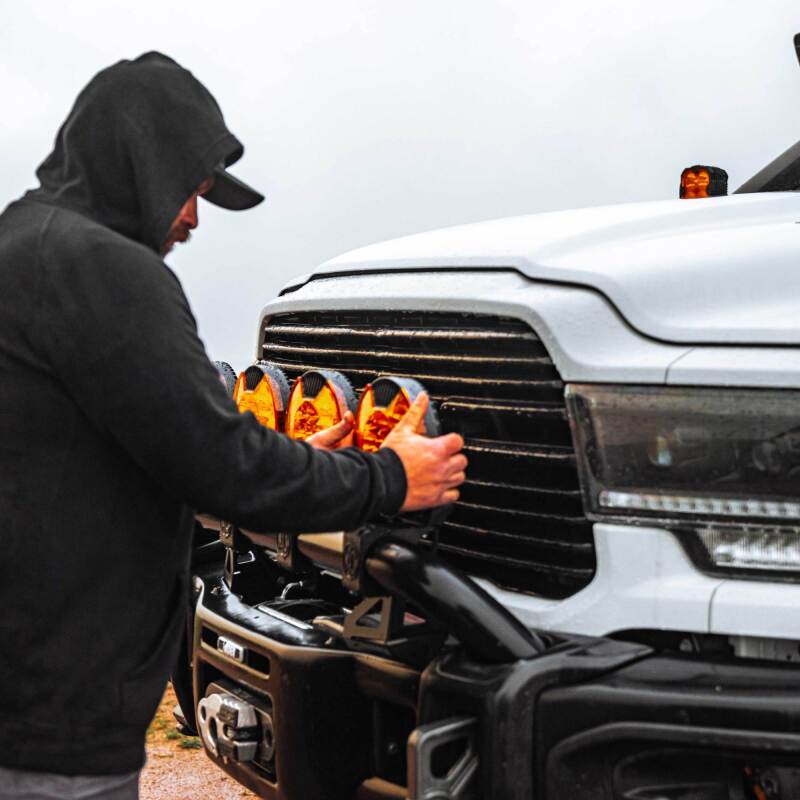 KC HiLiTES SlimLite 8in. LED Light Shield (Shield Only) - Amber 5208 5208 Photo - lifestyle view