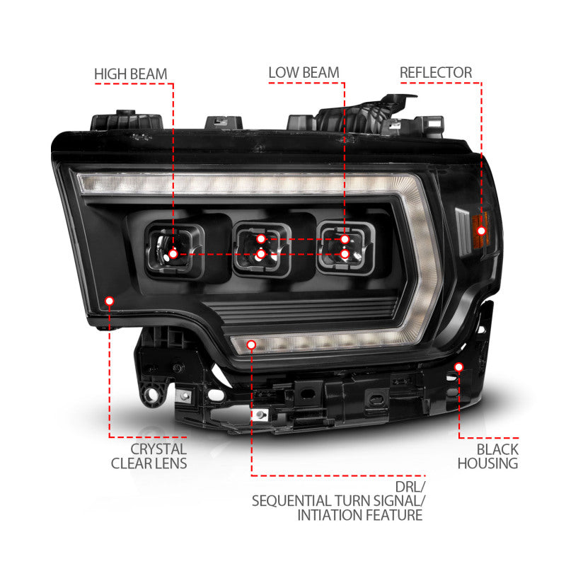 ANZO 19-24 RAM 2500/3500 Z-Series Full LED Proj Headlights DRL/Init/SeqSig - Driver Side ONLY 111601X-L 111601X-L User 1