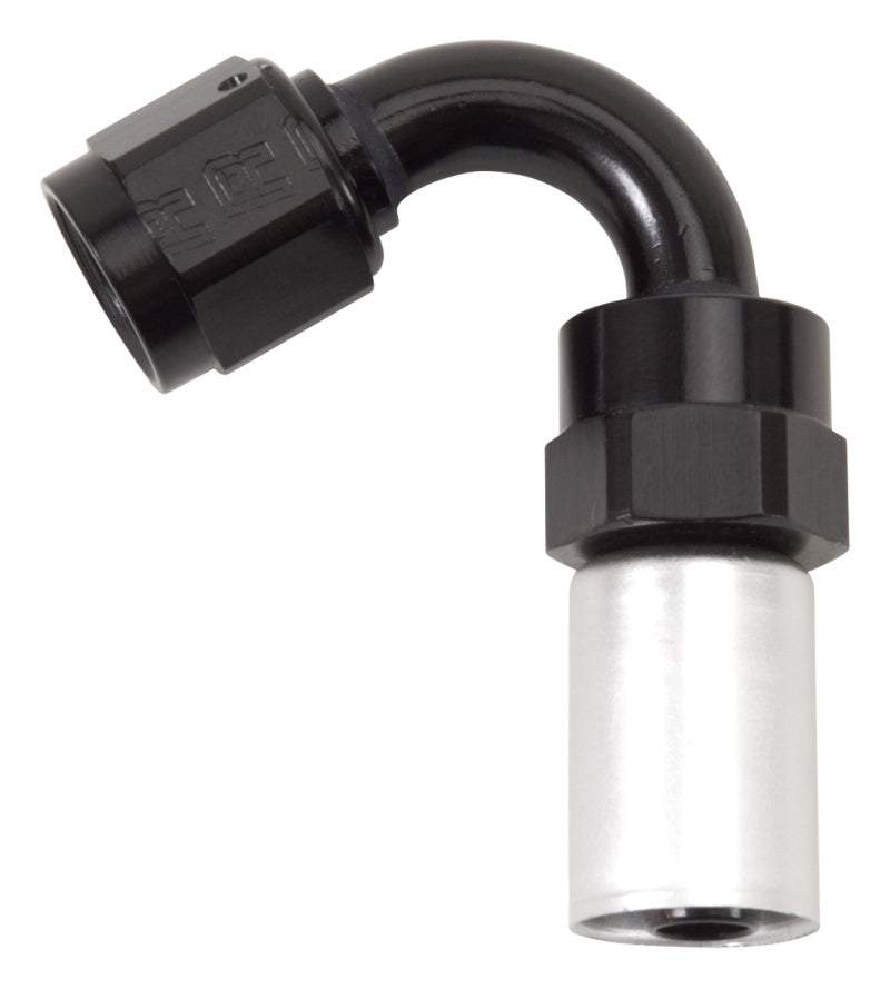 Russell Crimp-On 120° Tight Radius Hose End - Black / Silver 610673 Photo - Primary
