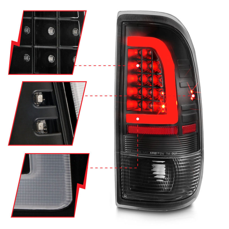 ANZO 1997-2003 Ford F-150 LED Tail Lights w/ Light Bar Black Housing Clear Lens 311377 311377 User 2