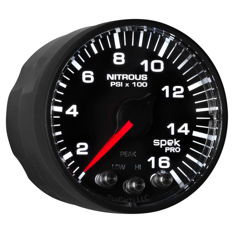 Autometer Spek-Pro Gauge Nitrous Press 2 1/16in 1600psi Stepper Motor W/Peak & Warn Blk/Blk P320328 P320328 User 7