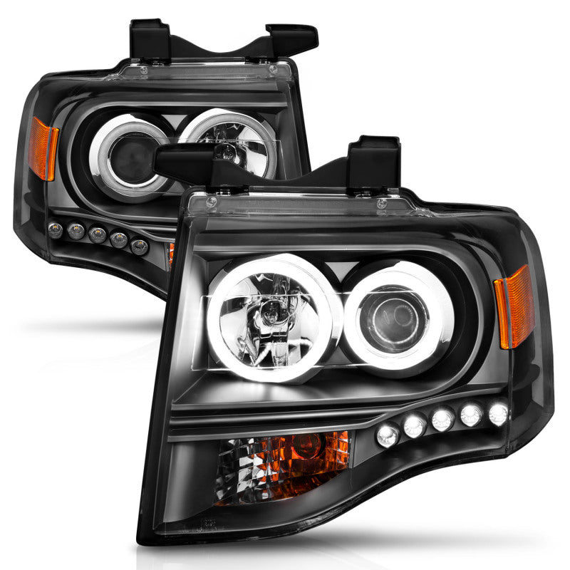Anzo 2007-2014 Ford Expedition Projector Headlights w/ Halo Black 111113 Photo - Primary