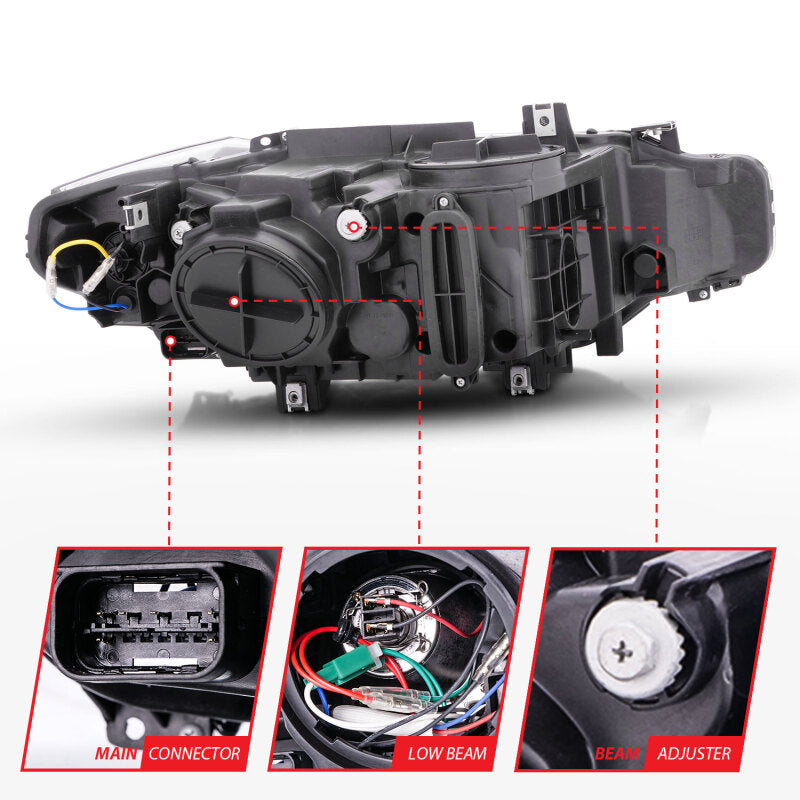 Anzo 2012-2015 BMW 3 Series Projector Headlights w/ U-Bar Black 121504 Photo - Unmounted