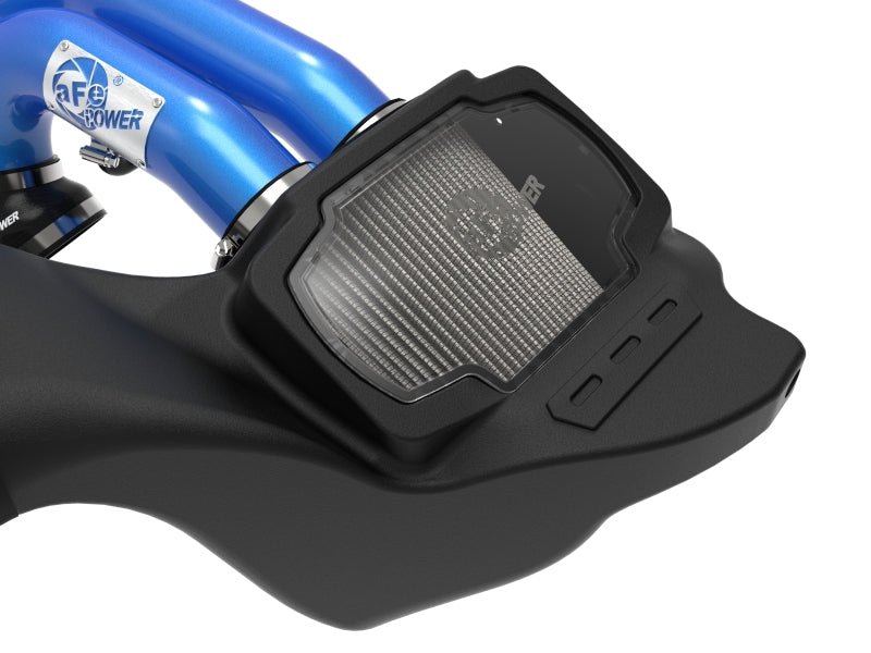 aFe 21-22 Ford F-150 Raptor V6-3.5L(tt) Momentum XP Cold Air Intake System Blue w/ Pro Dry S Filter 50-30072DL 50-30072DL Photo - Close Up