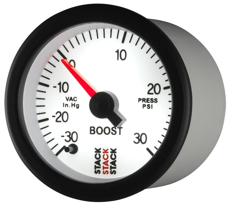 Autometer Stack 52mm -30INHG to +30 PSI (Incl T-Fitting) Pro Stepper Motor Boost Press Gauge - White ST3362 ST3362 User 3