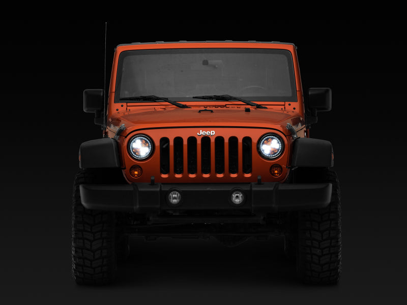 Raxiom 97-18 Jeep Wrangler TJ/JK Axial Spider LED Headlight w/ Amber DRL- Chrome Hsng (Clear Lens) J108047 J108047 Photo - Close Up