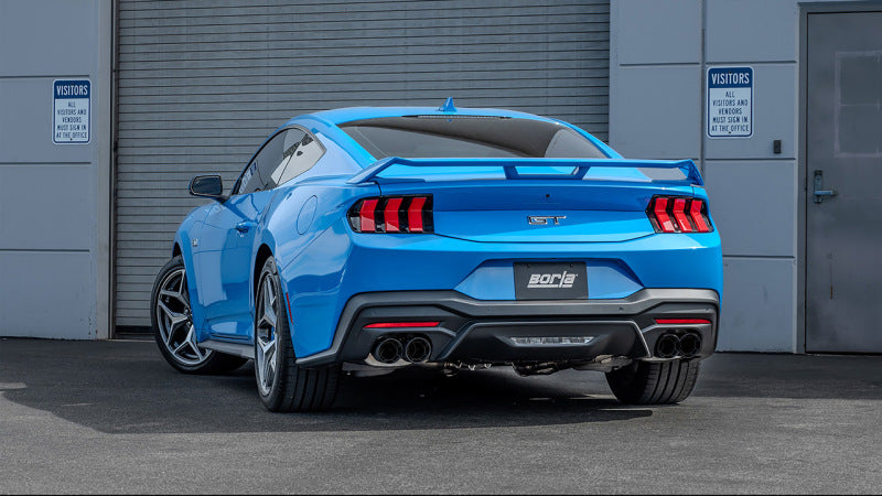 Borla 2024 Ford Mustang GT 5.0L V8 3 in S-Type Catback Non-Active Exhaust- Carbon Fiber Quad Tip 140969CFBA 140969CFBA Photo - Mounted