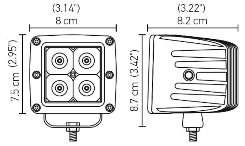 Hella Cube 4 Led Off Rd Kit Ped 357204821 Technical Drawing