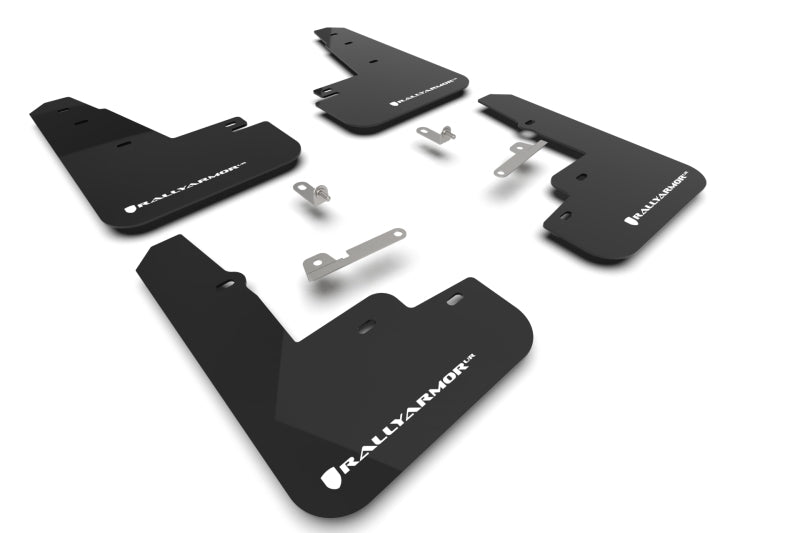 Rally Armor 21-23 Ford Mustang Mach-E Black Mud Flap w/ White Logo MF96-UR-BLK-WH MF96-UR-BLK-WH Photo - Primary