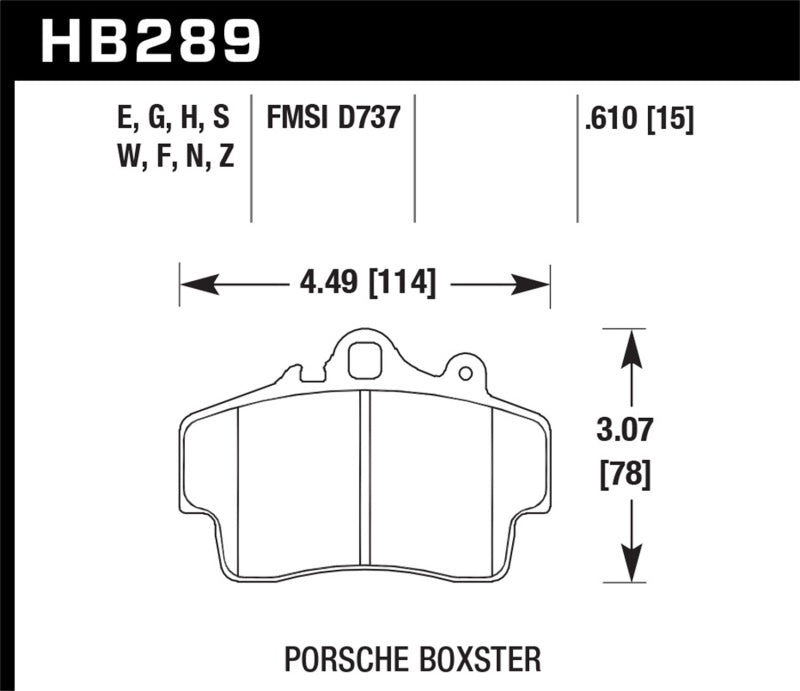 Hawk Blue 9012 Brake Pads Front Porsche Boxster Base 2005-2005 HB289E.610 Photo - Primary