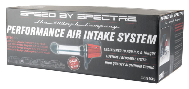 Spectre 05-10 Chrysler 300C V8-5.7/6.1L F/I Air Intake Kit - Polished w/Red Filter 9935 9935 Photo - in package