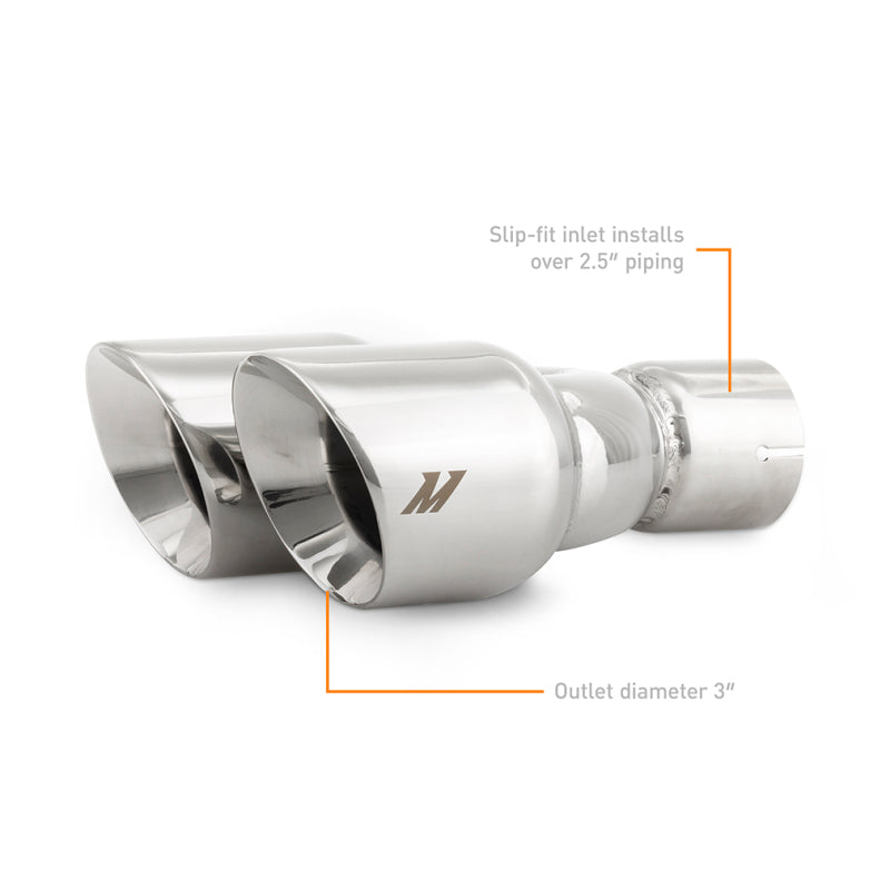 Mishimoto Dual Offset Tips 2.5in Inlet 3in Outlet Slash Cut - Polished MMEXH-TIP-FSTP MMEXH-TIP-FSTP User 1