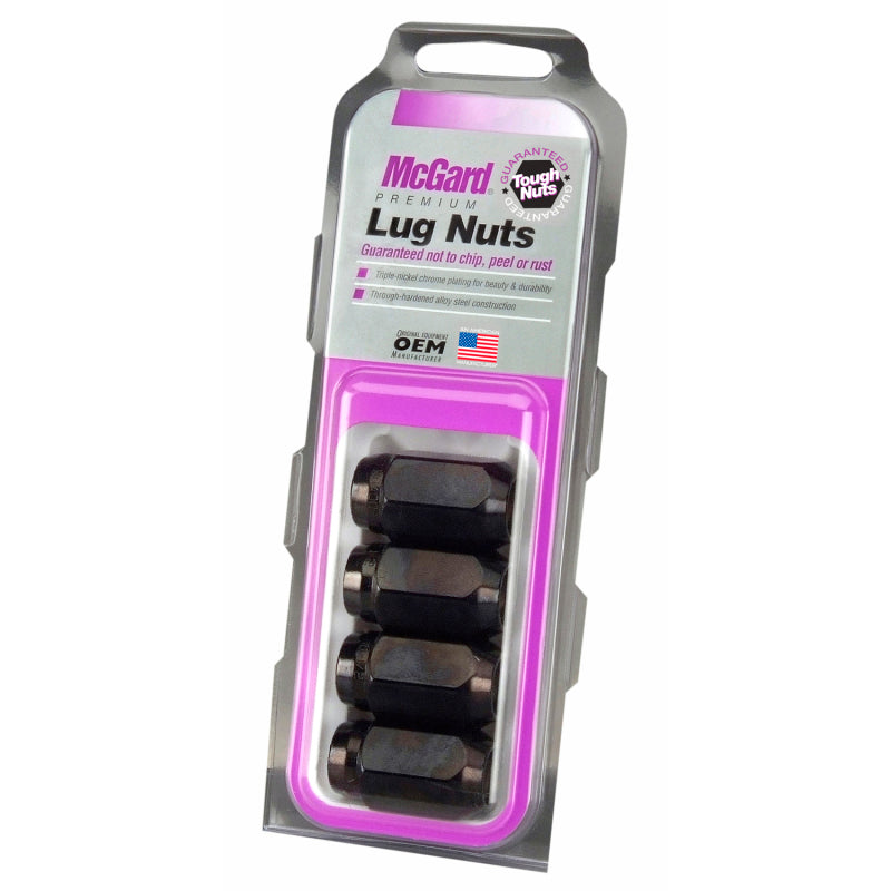 McGard Hex Lug Nut (Cone Seat) M12X1.5 / 13/16 Hex / 1.5in. Length (4-pack) - Black 64031 64031 Photo - in package