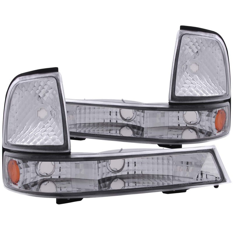 Anzo 1998-2000 Ford Ranger Euro Parking Lights Chrome w/ Amber Reflector 511003 Photo - Primary