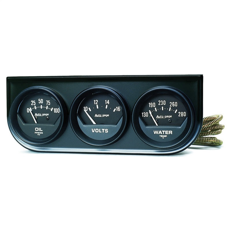 Autometer Gauge Console, Oilp/Wtmp/Volt, 2", 100PSI/280 Deg F/16V, Blk Dial, Blk 2348 Photo - Primary