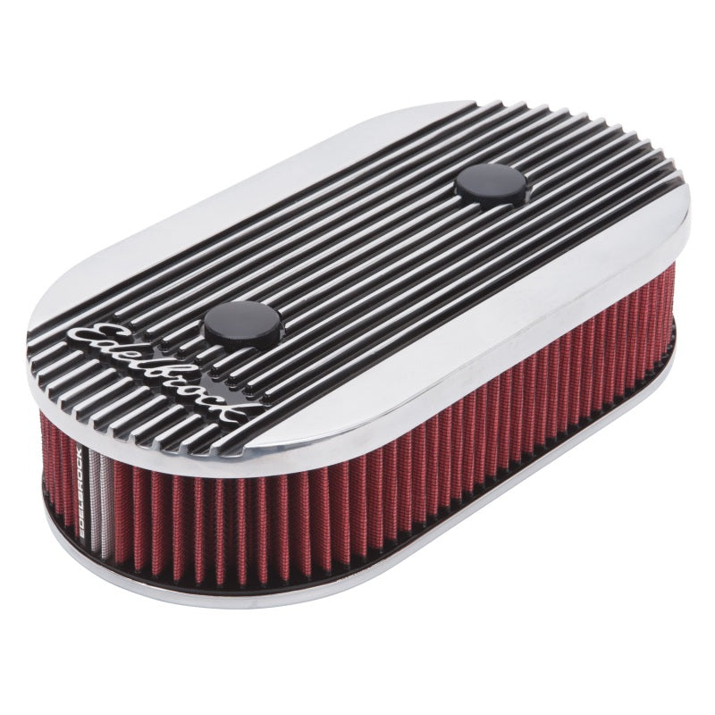 Edelbrock Air Cleaner, Elite II, Oval, Dual-Quad Carbs, 2.5" Red Element, Polish 4272 Photo - Unmounted