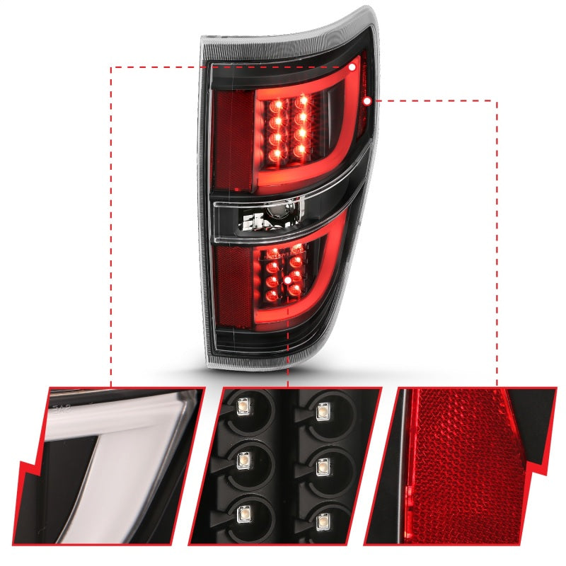 Anzo 2009-2013 Ford F-150 LED Taillights Black 311257 Photo - Unmounted