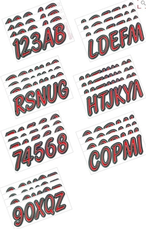 Hardline Boat Lettering Registration Kit 3 in. - 400 Dark Red/Black DGBKG400 DGBKG400 User 1