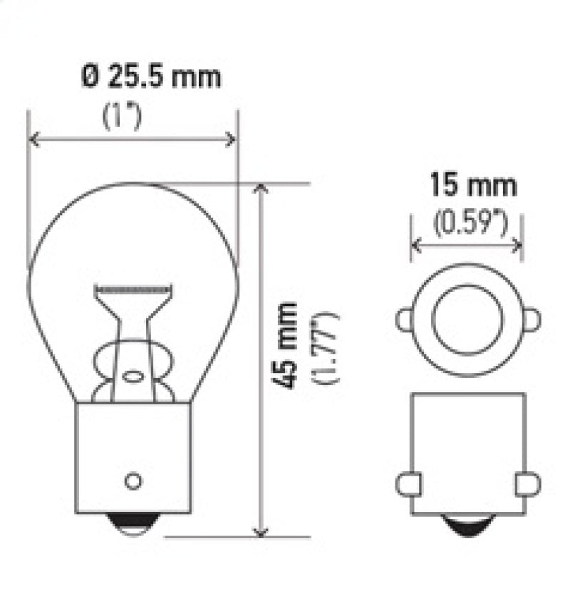 Hella Bulb 93 12V 13W BA15s S8 93 93 Technical Drawing