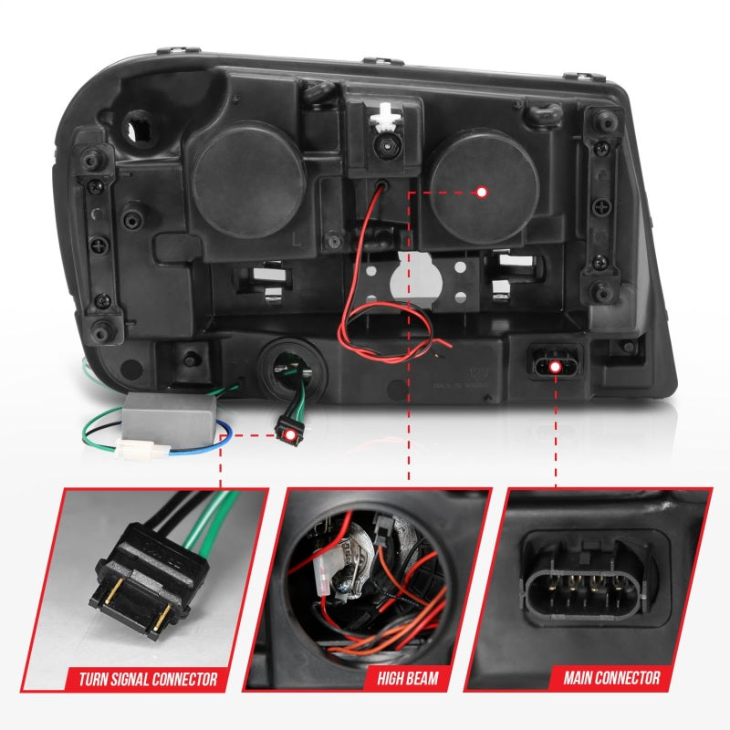 Anzo 2002-2009 Chevrolet Trailblazer Projector Headlights w/ Halo Black 111127 Photo - Unmounted