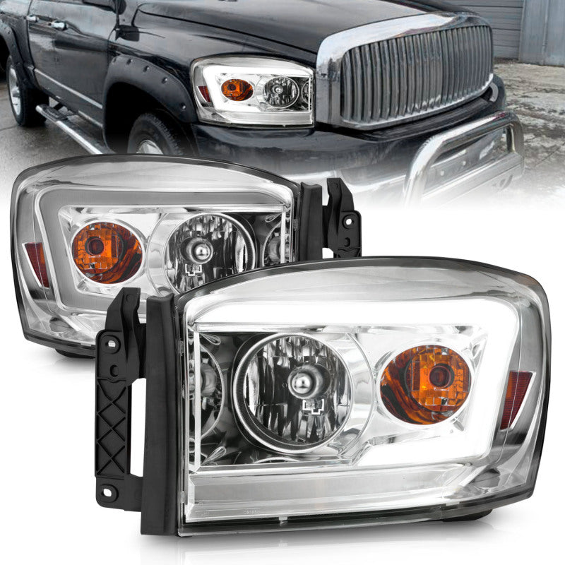 Anzo 06-09 Dodge RAM 1500/2500/3500 Headlights Chrome Housing/Clear Lens (w/ Light Bars) 111525 111525 Photo - Primary