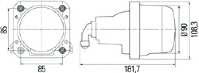 Hella 90mm Bi-Halogen / Bi-Xenon V2 Shutter Pigtail H84985461 H84985461 Technical Drawing