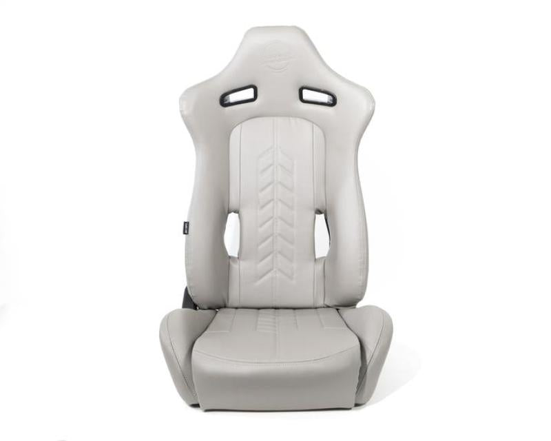 NRG "The Arrow" Sports Vinyl Seat Grey w/ Grey Stitch plus Pressed RSC-810GY L/R User 1