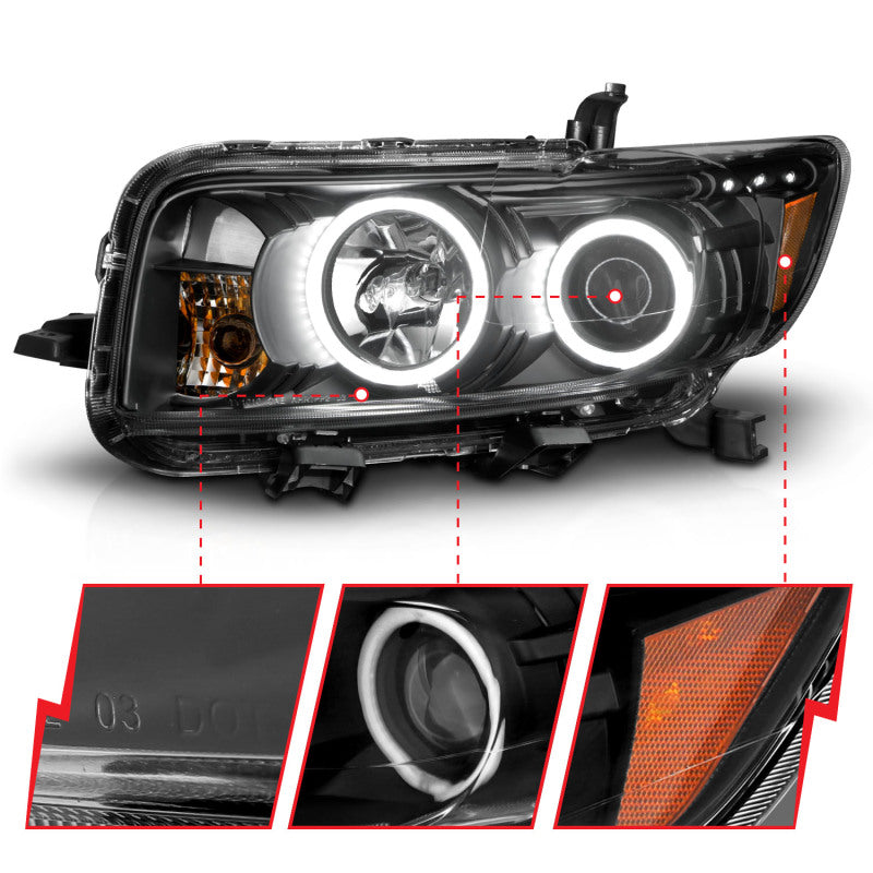 Anzo 2008-2010 Scion Xb Projector Headlights w/ Halo Black 121280 User 3