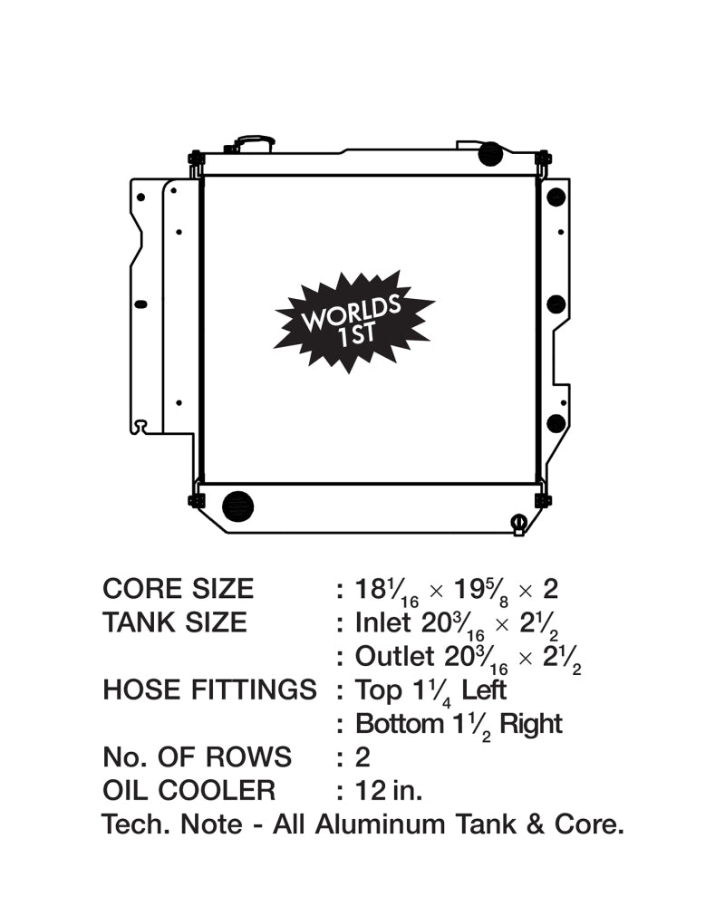 CSF 05-06 Jeep Wrangler Radiator 7035 7035 Technical Drawing