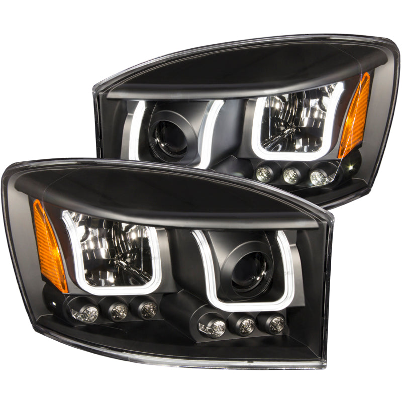 Anzo 2006-2008 Dodge Ram 1500 Projector Headlights w/ U-Bar Black 111314 Photo - Primary