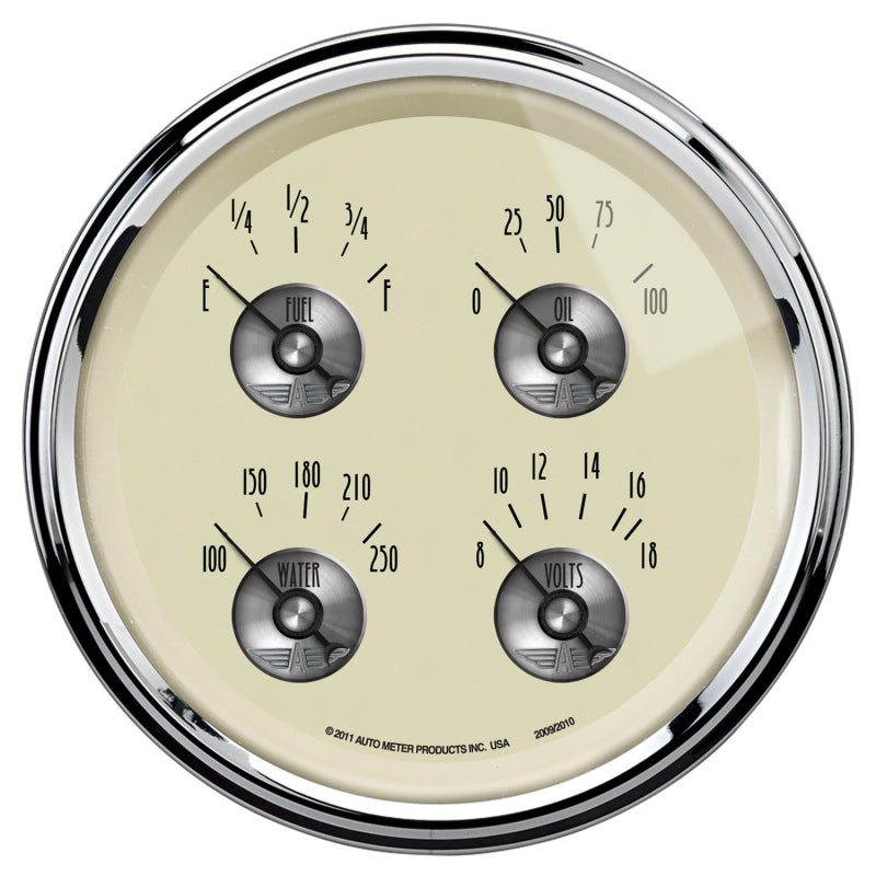 AutoMeter Gauge Quad 5in. 0 Ohm(e) to 90 Ohm(f) Elec Prestige Antq. Ivory 2009 2009 User 1