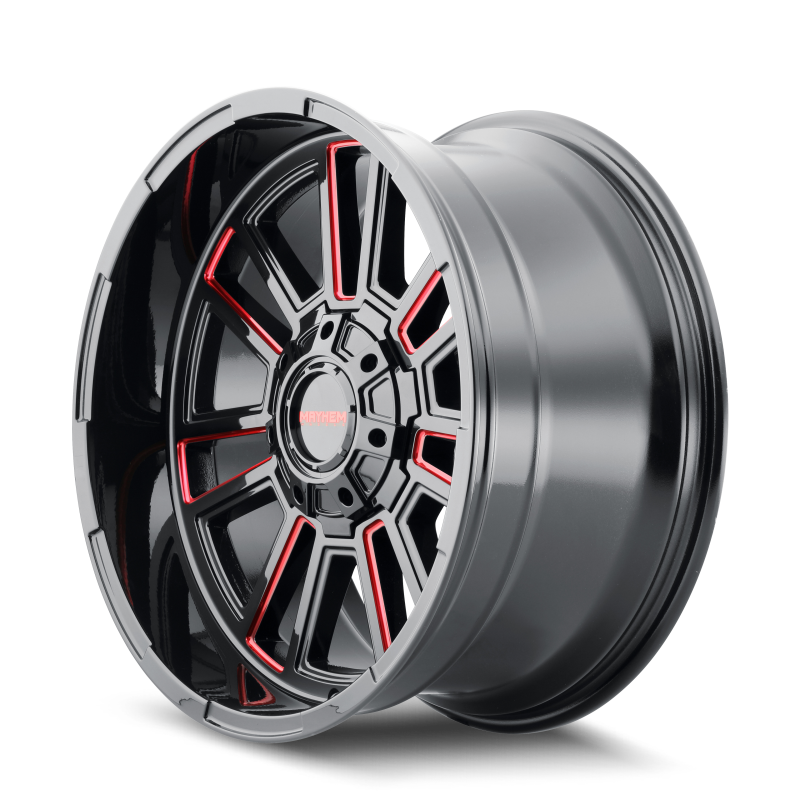 Mayhem 8115 Apollo 20x10 / 5x127 BP / -19mm Offset / 87.1mm Hub Black w/ Prism Red Wheel 8115-2152BTR 8115-2152BTR Photo - Primary