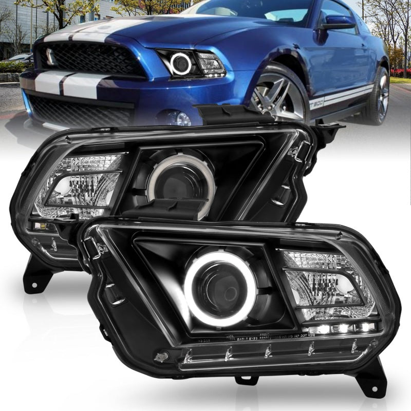 Anzo 2010-2014 Ford Mustang Projector Headlights w/ Halo Black (CCFL) 121323 Photo - Primary