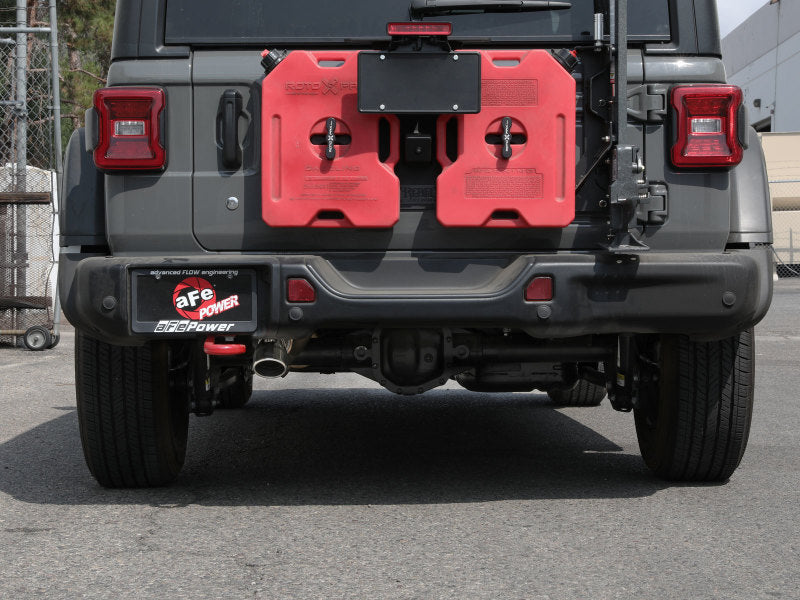 aFe MACH Force-Xp Axle-Back Exhaust System w/Polished Tip 18-20 Jeep Wrangler L4-2.0T / V6-3.6L 49-48070-1P 49-48070-1P Photo - Mounted