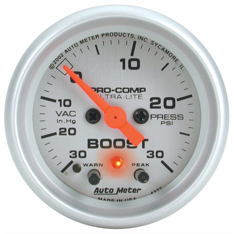 Autometer Gauge, Vac/Boost, 2 1/16", 30inHG-30psi, Stepper Motor W/Peak & Warn, 4377 Photo - Primary