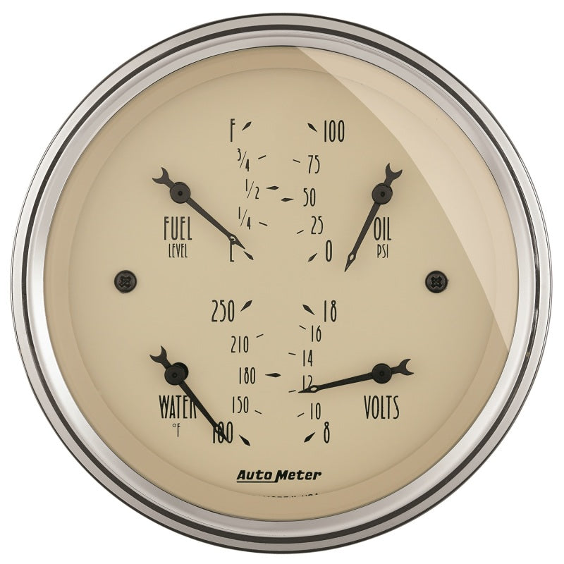 AutoMeter Gauge Quad 3-3/8in. 0 Ohm(e) to 90 Ohm(f)Elec Antique Beige 1814 1814 Photo - Primary