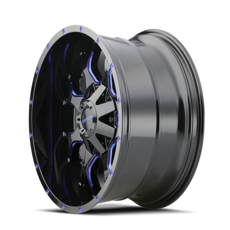 Mayhem 8015 Warrior 20x10 / 5x127 BP / -25mm Offset / 87mm Hub Black w/ Prism Blue Wheel 8015-2152BTB 8015-2152BTB Photo - Primary