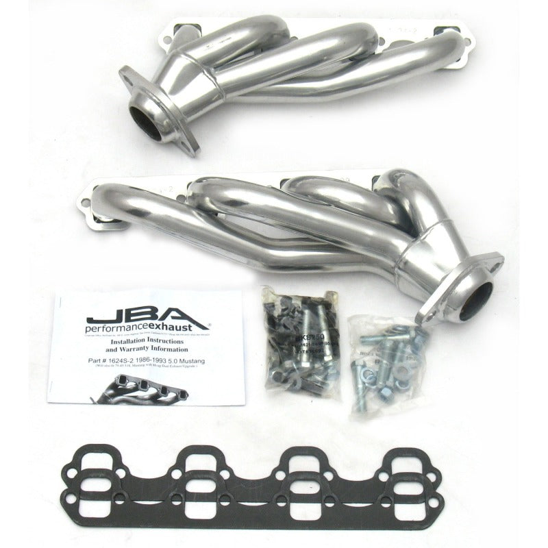 JBA 86-93 Ford Mustang 5.0L SBF 1-5/8in Primary Silver Ctd Cat4Ward Header 1624S-2JS 1624S-2JS Photo - Primary