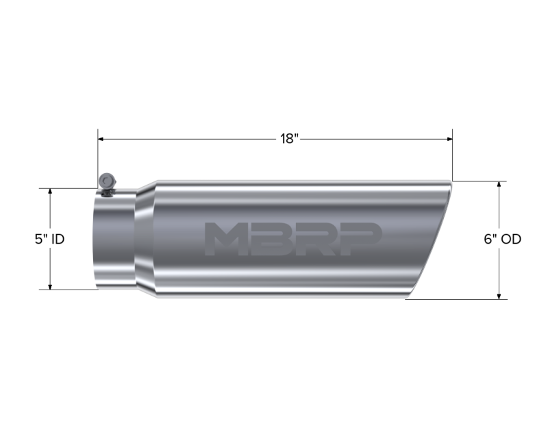 MBRP Universal Tip 6in OD Angled Rolled End 5in Inlet 18in Lgth T5125 Photo - Close Up