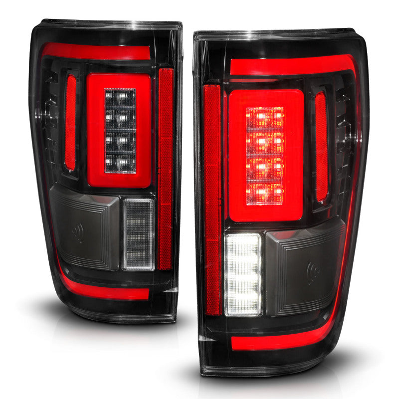 ANZO 21-23 Ford F-150 LED Taillights Seq. Signal w/BLIS Cover - Black (For Factory Halogen ONLY) 311475 311475 Photo - Unmounted