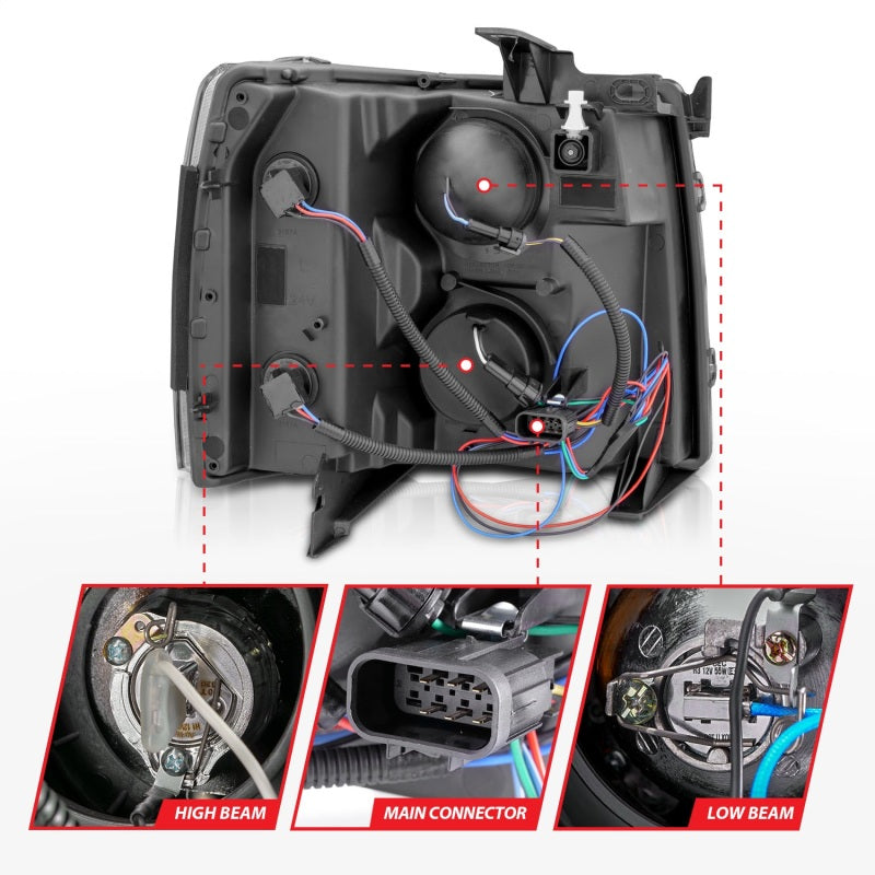 Anzo Chevy Silverado 1500 07-13 / 2500HD/3500HD Headlights W/ U-Bar Switch 111384 Photo - Unmounted