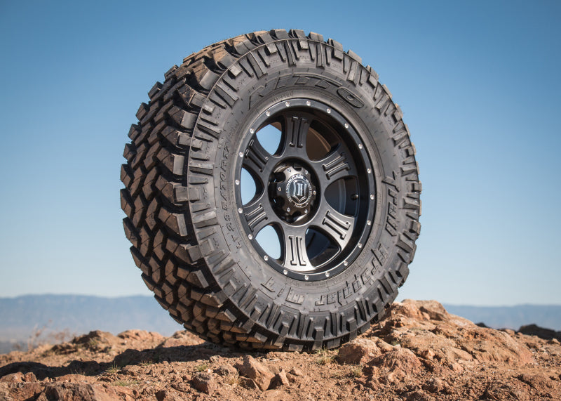 ICON Shield 17x8.5 5x5 0mm Offset 4.75in BS 71.5mm Bore Satin Black Wheel 1017857347SB 1017857347SB Photo - Mounted