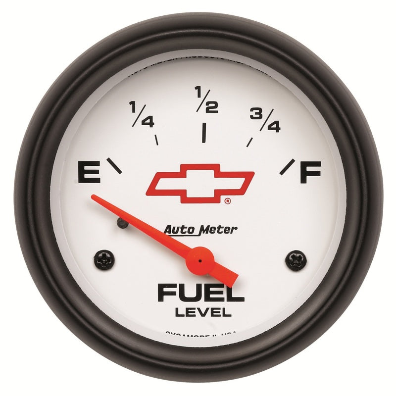 AutoMeter Gauge Fuel Level 2-5/8in. 0 Ohm(e) to 90 Ohm(f) Elec Chevy Red Bowtie White 5814-00406 5814-00406 Photo - Primary
