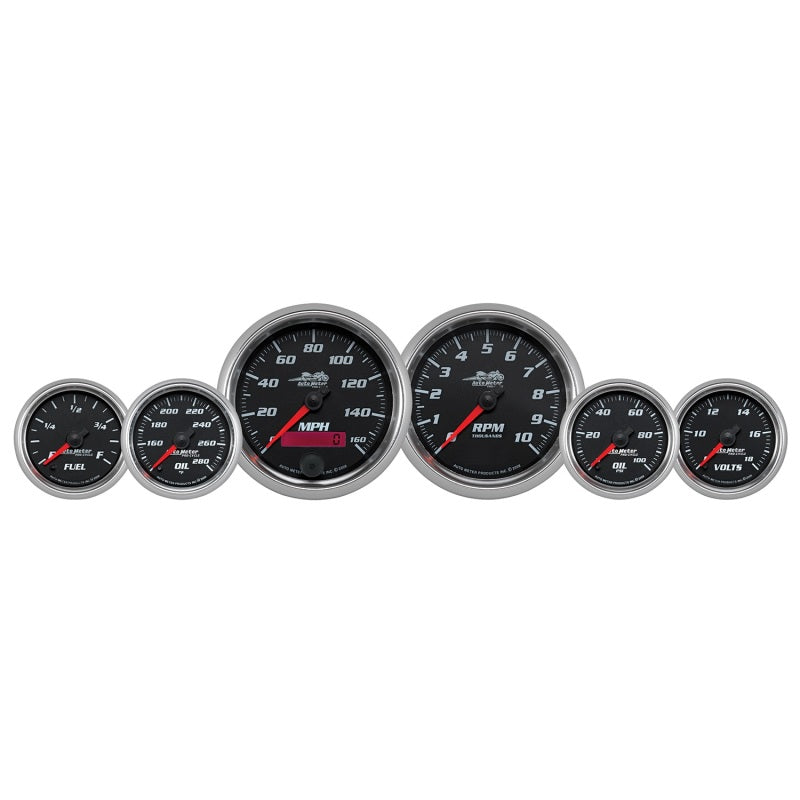 Autometer Pro-Cycle Gauge Kit 6 Pc. Kit 3 3/8in & 2 1/16in Bagger Black 19601 19601 Photo - Primary