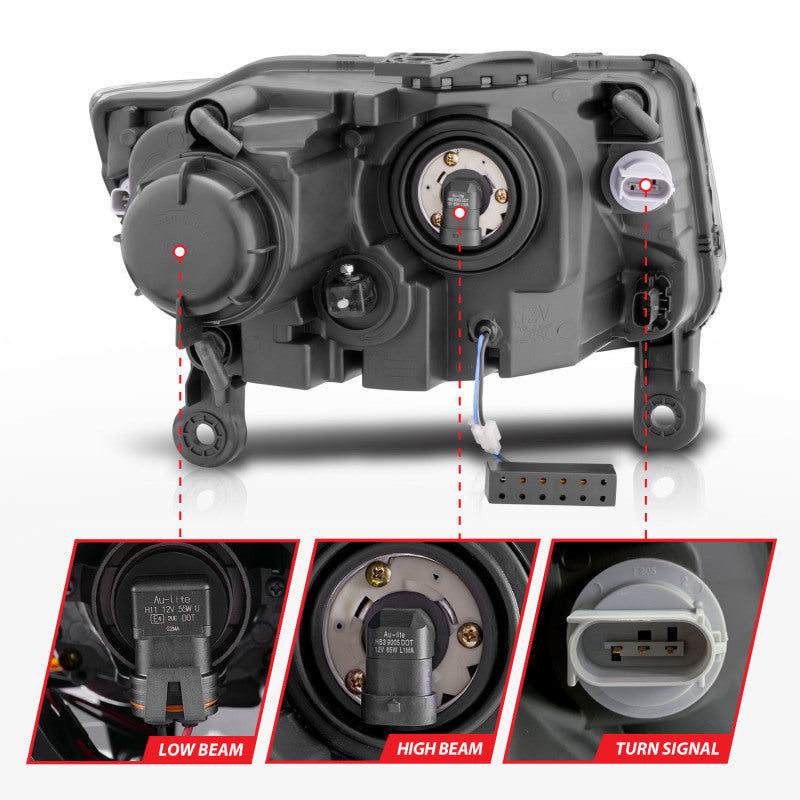 Anzo 2014-2015 Jeep Grand Cherokee Projector Headlights w/ Plank Style Desi 111329 Photo - Unmounted