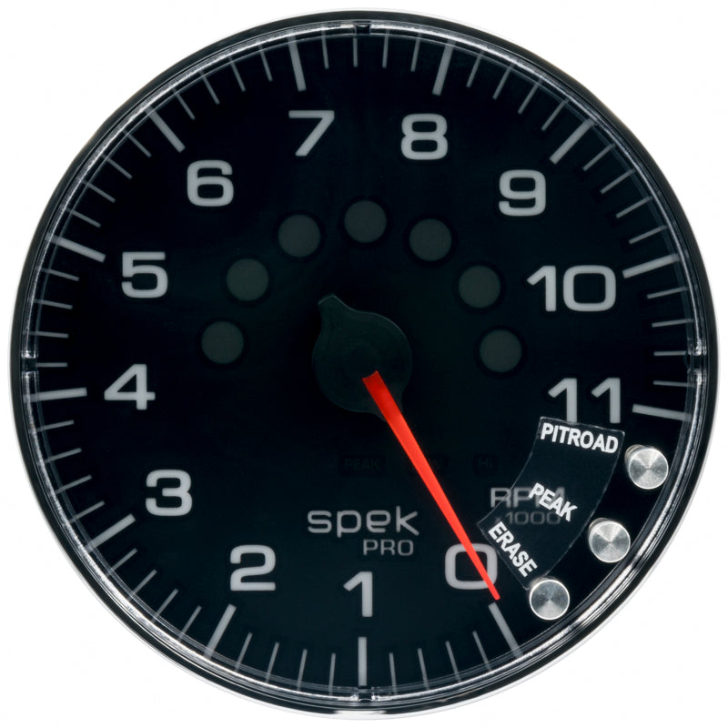 Autometer Spek-Pro Gauge Tachometer 5in 11K Rpm W/Shift Light & Peak Mem Black/Chrome P239318 P239318 User 3