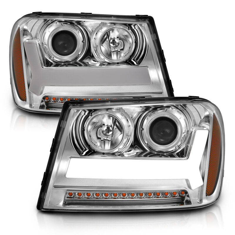 ANZO 2006-2009 Chevrolet Trailblazer Projector Headlights w/ Plank Style Design Chrome w/ Amber 111391 111391 Photo - Primary